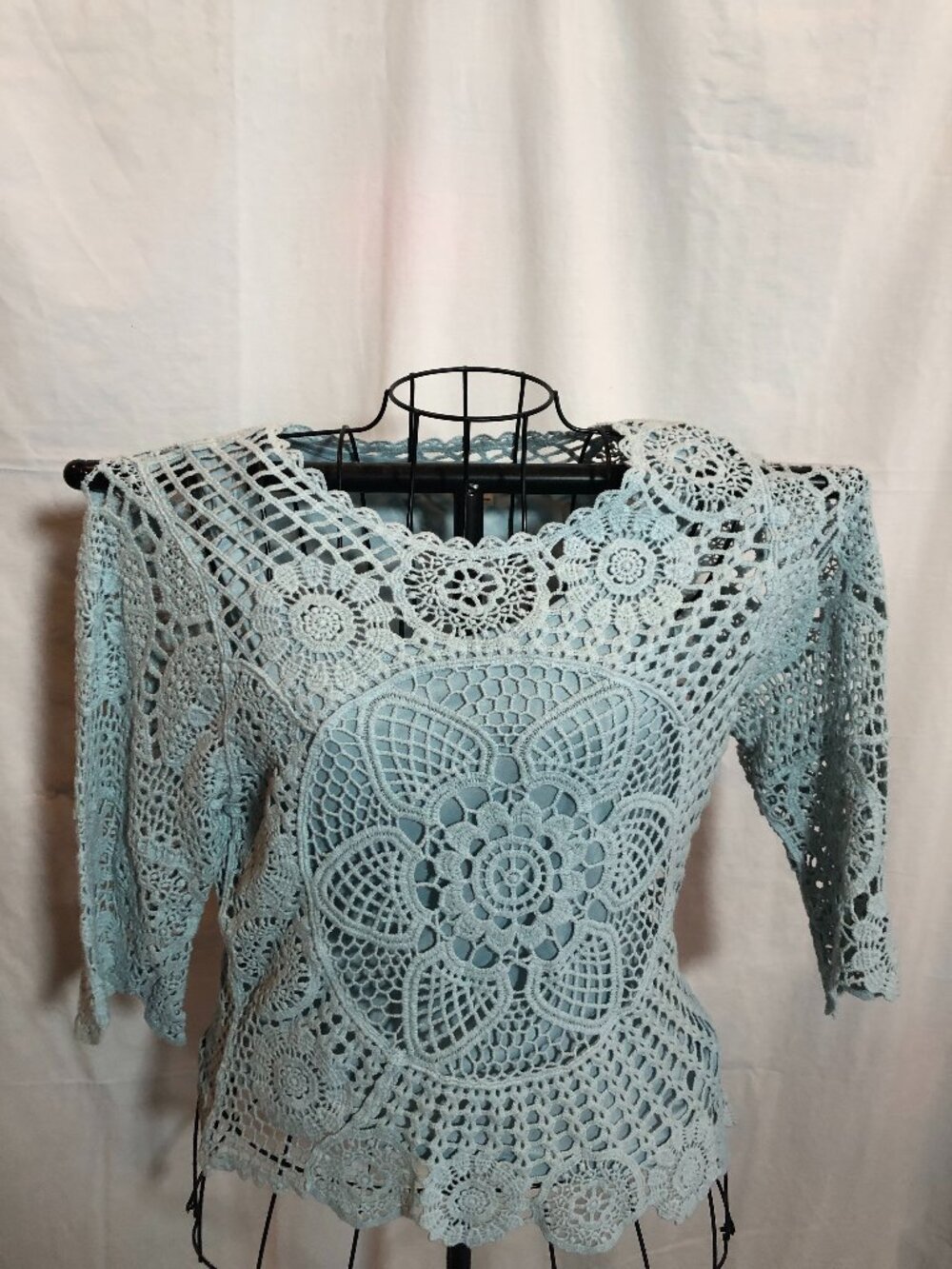 Ultra Pink SMALL Green/Blue Blend 3/4 Sleeve Sweater Tank Combo 18" Pit to Pit